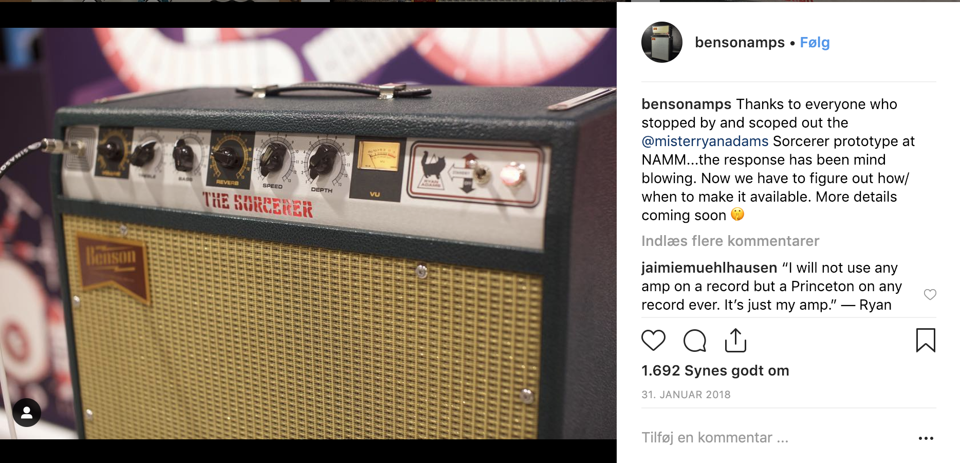 The Ryan Adams signature amp, Sorcerer, at NAMM2018